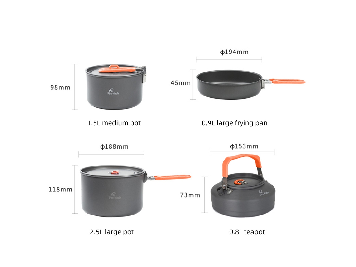 Juego de utensilios de cocina para camping con sartén y accesorios