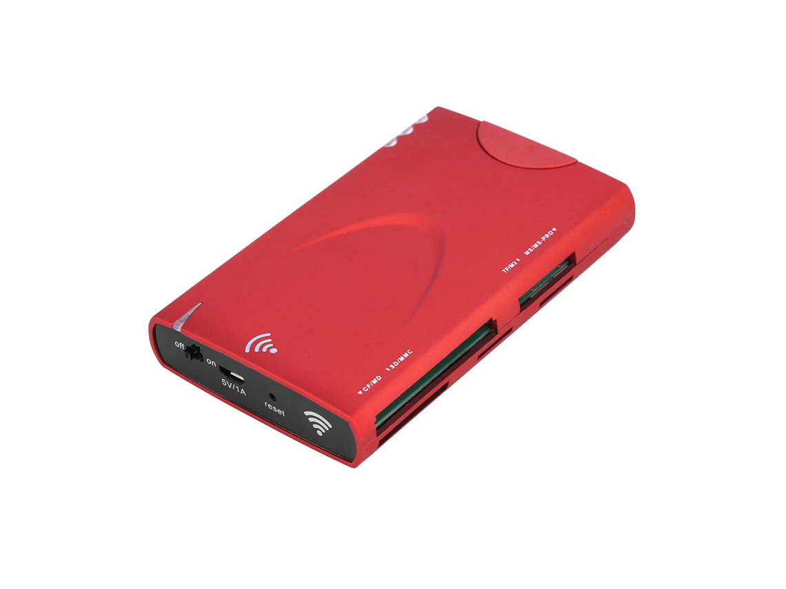 Lector De Tarjetas Wifi De Almacenamiento De Red Inalámbrica, Router 3g Con Banco De Energía Rojo