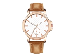 Reloj De Pulsera Sencillo De Aleación Para Hombre Con Esfera Redonda Y Movimiento De Cuarzo (marrón Claro Y Blanco).