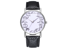 Reloj De Pulsera De Cuarzo Para Mujer Con Correa De Cuero, Estampado Animal, Estilo Moderno, Negro.