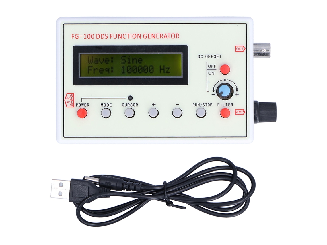 Generador De Señales Funcionales Dds Fg-100, 1 Hz-500 Khz, Onda Sinusoidal, Cuadrada, Triangular, Diente De Sierra, Cc 3,5-10 V