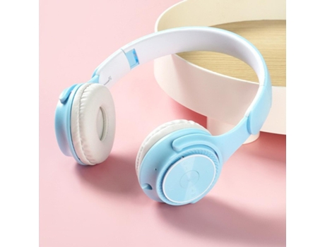 Auriculares Bluetooth 5.0 Plegable Gaming Macaron Bass Call Celeste