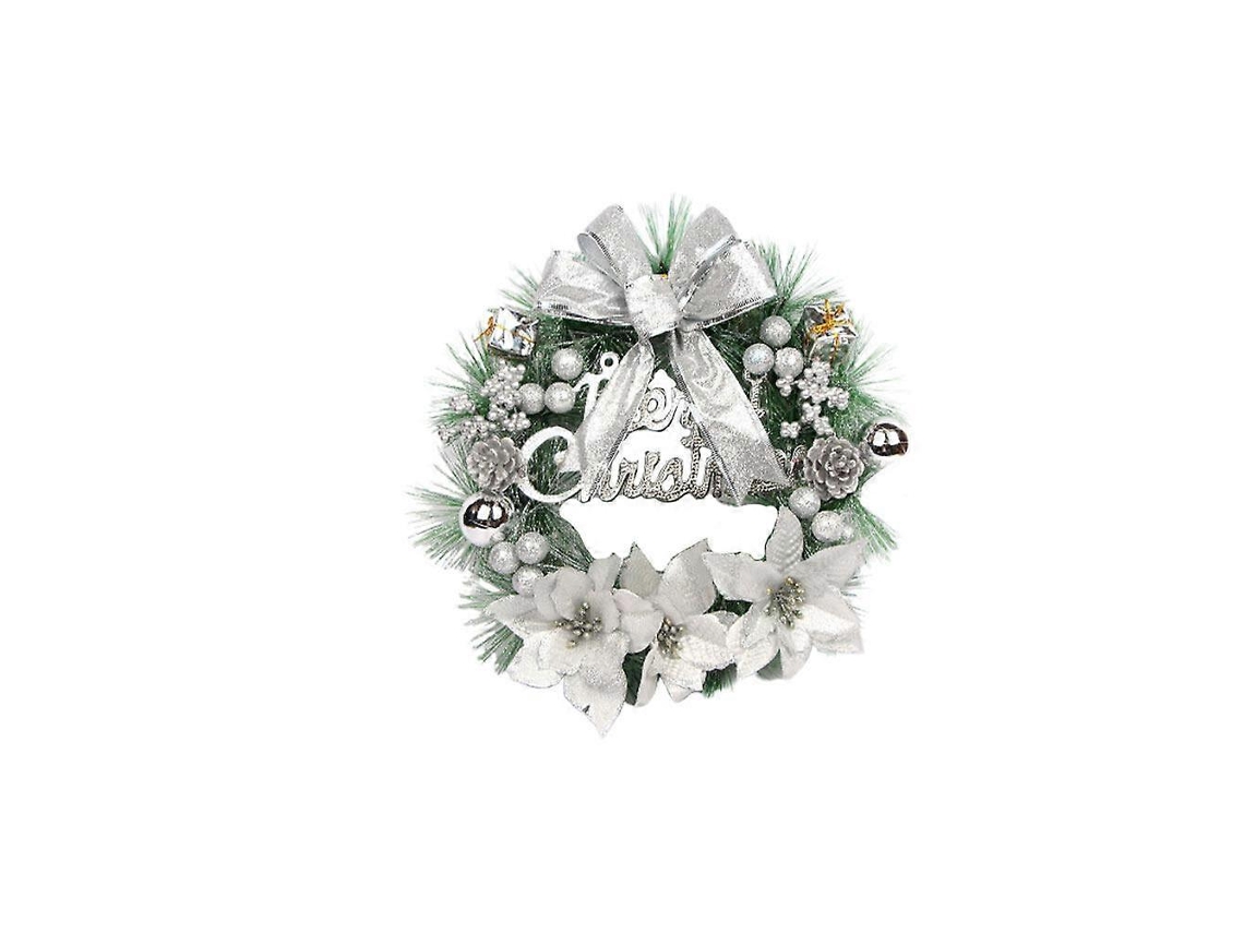 Omni-guirnalda Artificial De Pino Navideña De 30cm Colgante Plata Decoración Hogar Fiesta Pared Puerta Ventana Tamaño 1 Plata