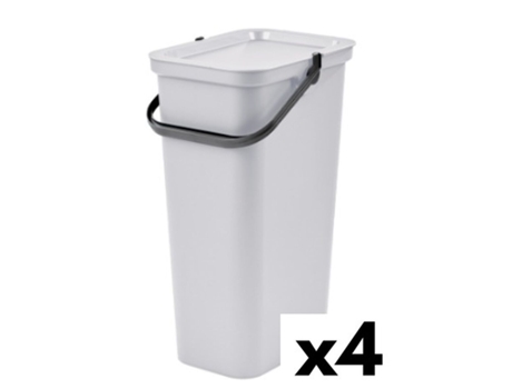 Cubo de Basura para Reciclaje TONTARELLI Moda 38 L Blanco (4 Unidades)