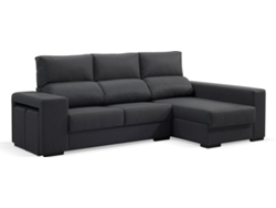 Sofá Chaise Longue BAZAR MONDIALE Praga (Negro - Madera, Poliéster - 260x85x100 cm)