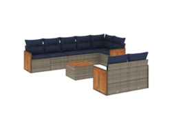 Maison Exclusive - Conjunto De Sofá De Jardín De 9 Piezas Con Cojines, Poliratán Gris
