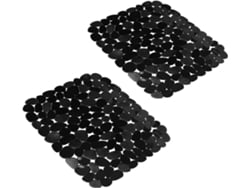 Tapete De Fregadero De Cocina, 2 Protectores Ajustables De Acero Inoxidable Negro, Esterilla Para Secar Platos En Baño Y Contador