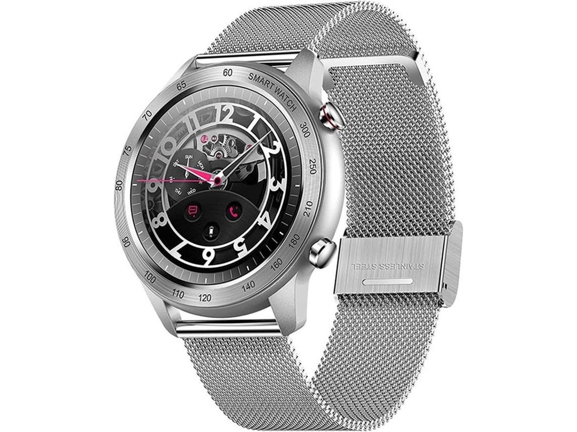 Reloj inteligente redondo para hombre, resistente al agua IP68, con podómetro y monitor de ritmo cardíaco, compatible con iOS y Android Yizhood (plateado)