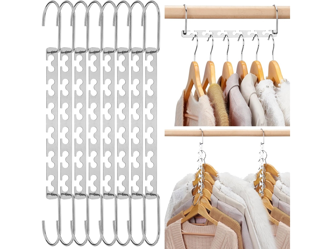8 Perchas Mágicas Cromadas De 26 Cm Para Armarios