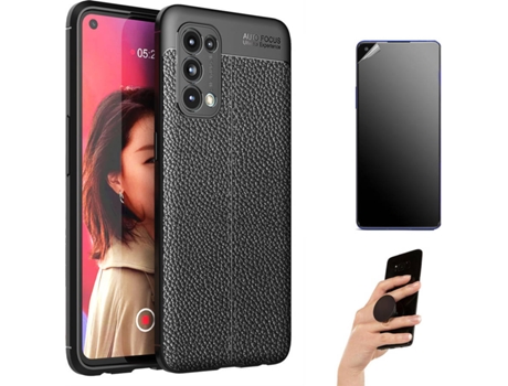Kit Carcasa Y Protector Oppo Find X3 Lite Ultimatte Rugged Leather Y Popsocket Negro