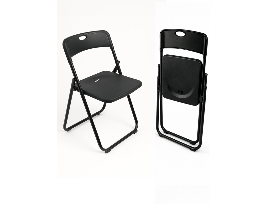 Jardin202 - Silla Plegable Metálica Monolith | 48 X 47 X 73 Cm | Tubo 22 Mm Reforzado Negro Pack 4 Uds | Pack 4 Uds (negro)