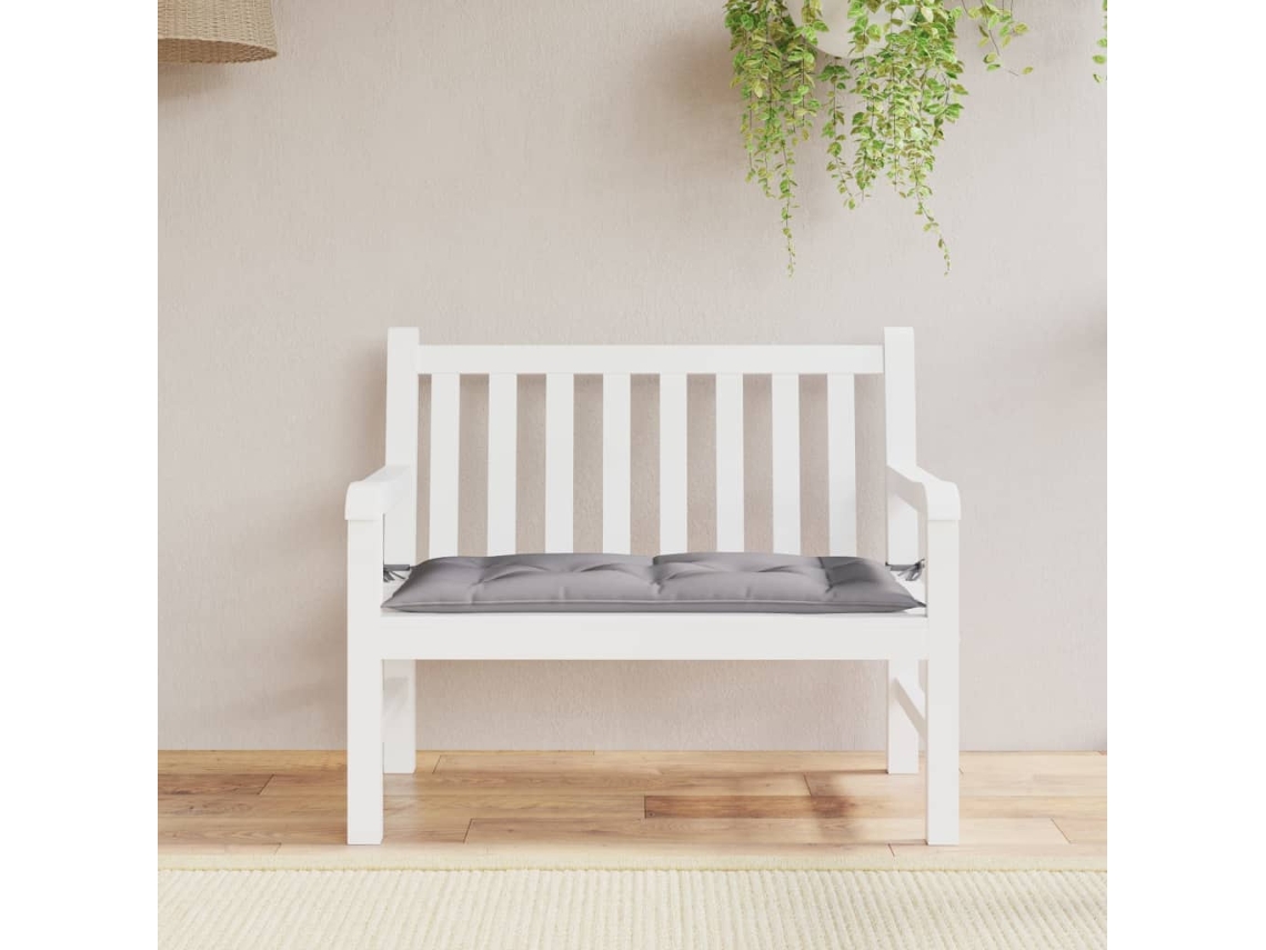 Cojín grande para banco de jardín 110x50x7cm Tela Oxford Gris HARLANV1