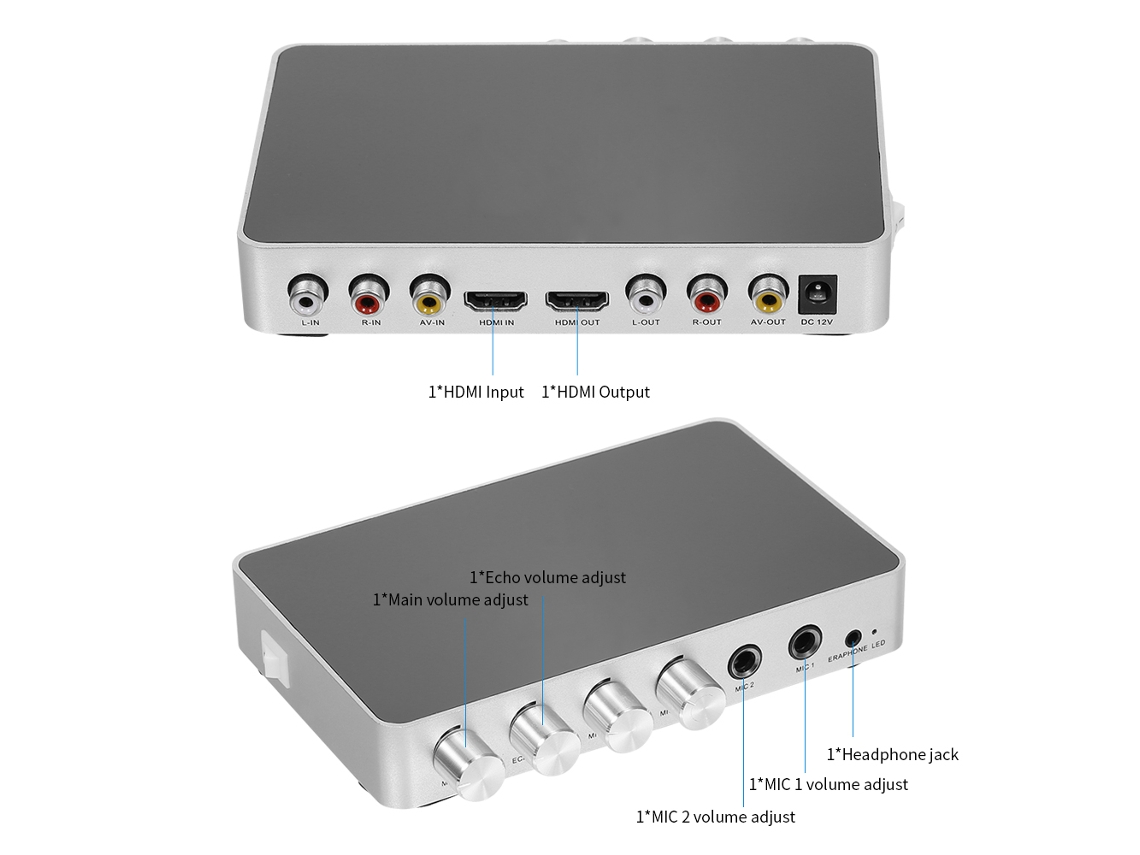 Mezclador De Sonido Para Karaoke Sistema De Audio Estéreo Digital Portátil Amplificador Hd 4k/2k Con Micrófono