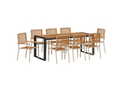 Maison Exclusive - Juego de comedor de jardín de mimbre beige y marrón de 9 piezas