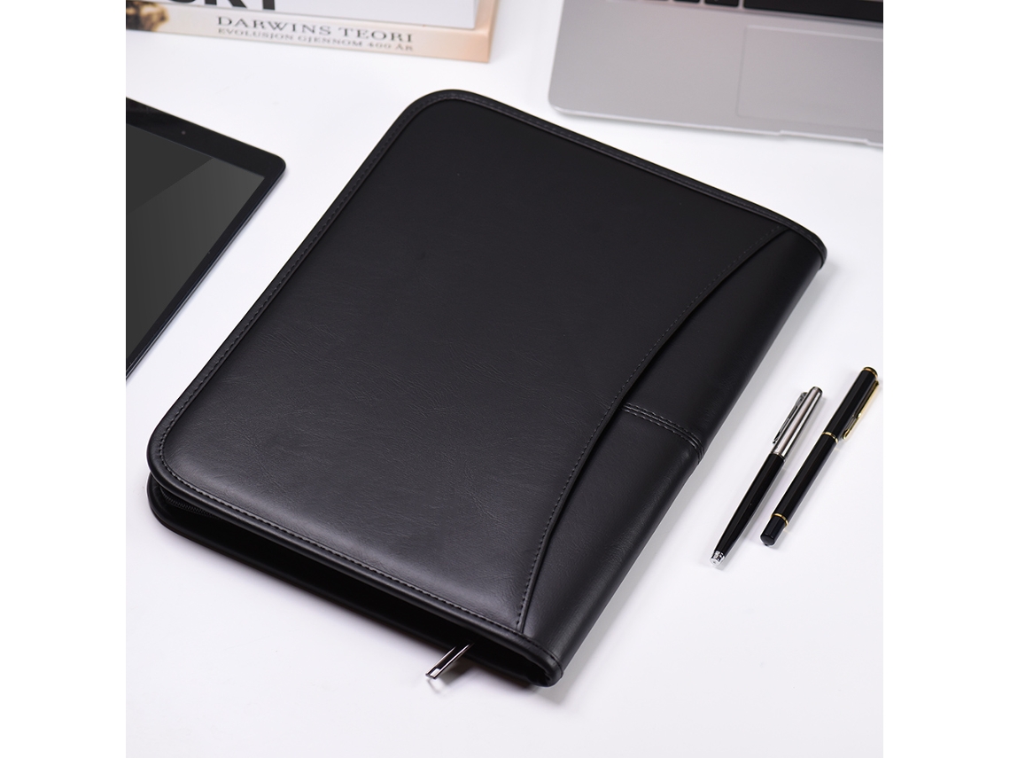 Carpeta Portafolio Profesional Tamaño A4 De Piel Sintética Con Cremallera Y Tarjetero.