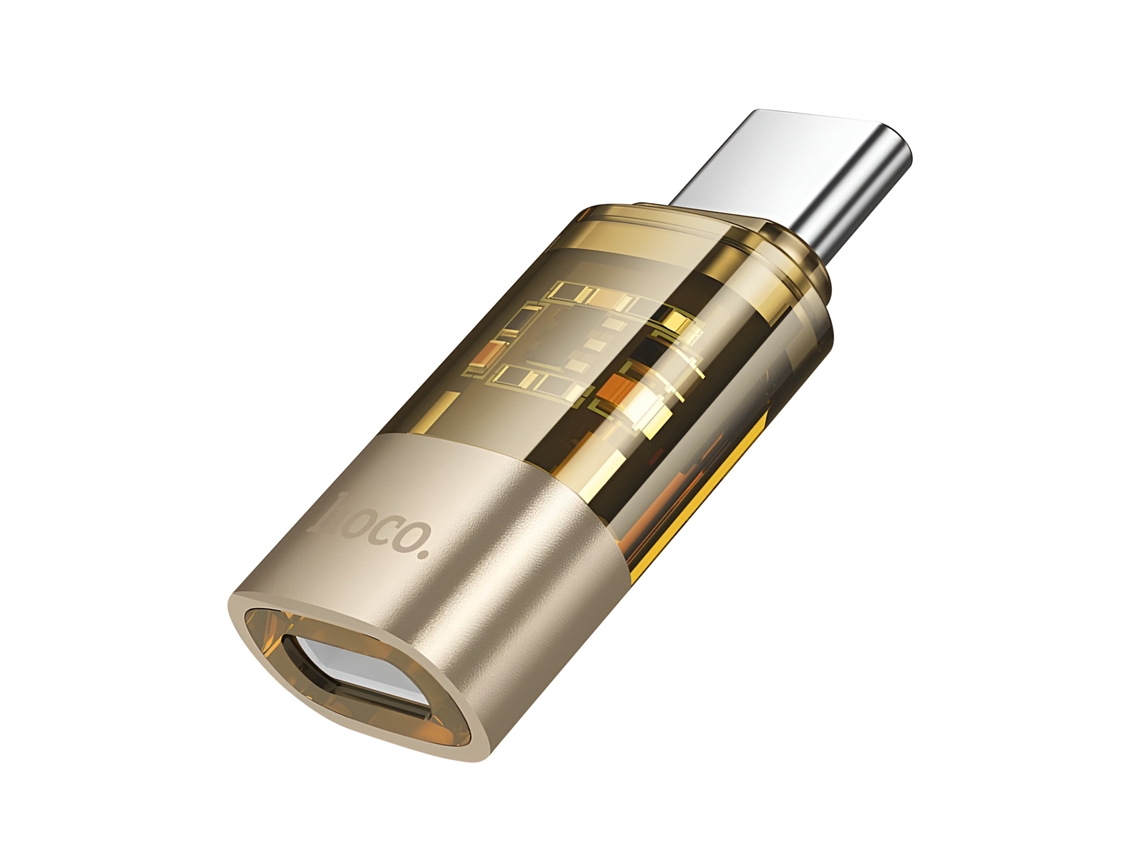 Adaptador HOKO Mini Lightning OTG hembra a USB-C macho con carga rápida de 3 A - Dorado