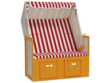 Silla playa Strandkorb dosel ratán sintético VIDA XL madera rojo blanco