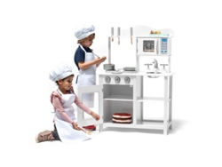 Cocina de Jugar ATAA Madera con Accesorios Blanco (Edad Mínima: 3 Años - 17,5x67x36,2 cm)