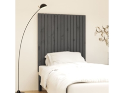Cabecero De Cama De Pared Madera Maciza Pino Gris 95,5x3x110 Cm