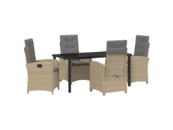 Conjunto de comedor de jardín Vidaxl de 5 piezas con cojines en ratán sintético, beige