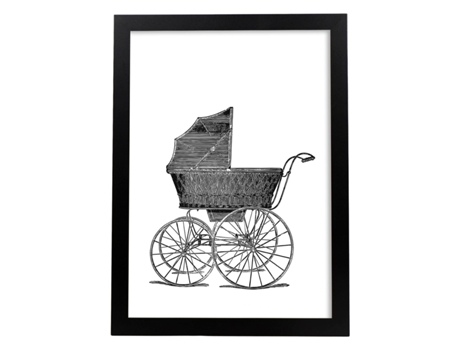 Póster NACNIC de Carrito de Bebe con Objetos Vintage.