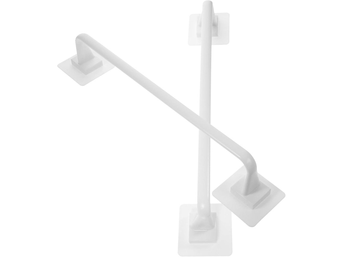 Toallero de pared de plástico de 2 piezas, sin taladros, accesorio de baño, blanco Slowmoose