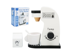 Cafetera De Juguete De Madera Para Niños, Juego De Cocina Educativo, Blanco Y Negro Con Bordes Redondeados.