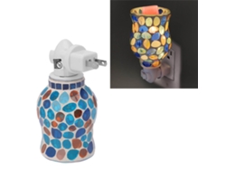 Fundidor De Cera Con Enchufe De Mosaico En Vidrio De Borosilicato De Alta Calidad Con Luz Nocturna.