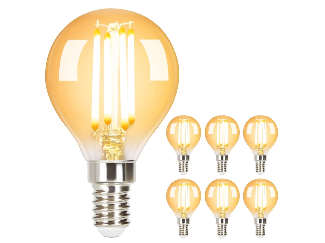 Paquete de 6 bombillas LED E14 Vintage G45 Retro 2700k 4w Blanco cálido Zmh