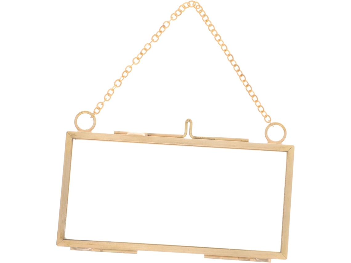 Marco doble de latón de 5x10 pulgadas, horizontal, con cristal flotante transparente, ideal para fotos, flores secas, especímenes y decoración. GOKOCO