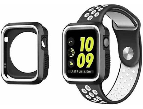 Carcasa Military + Correa SportyStyle PHONECARE Apple iWatch Series SE - 44mm Negro y Blanco