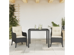 Juego de comedor de jardín de 3 piezas con cojines de mimbre negros de DKD Home Decor