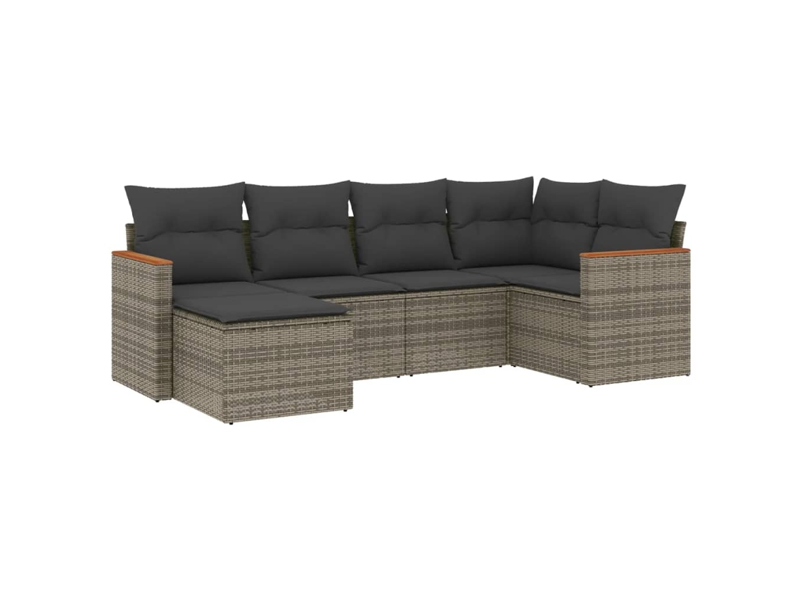 Maison Exclusive - Set De Muebles De Jardín 6 Pzas Y Cojines Ratán Sintético Gris