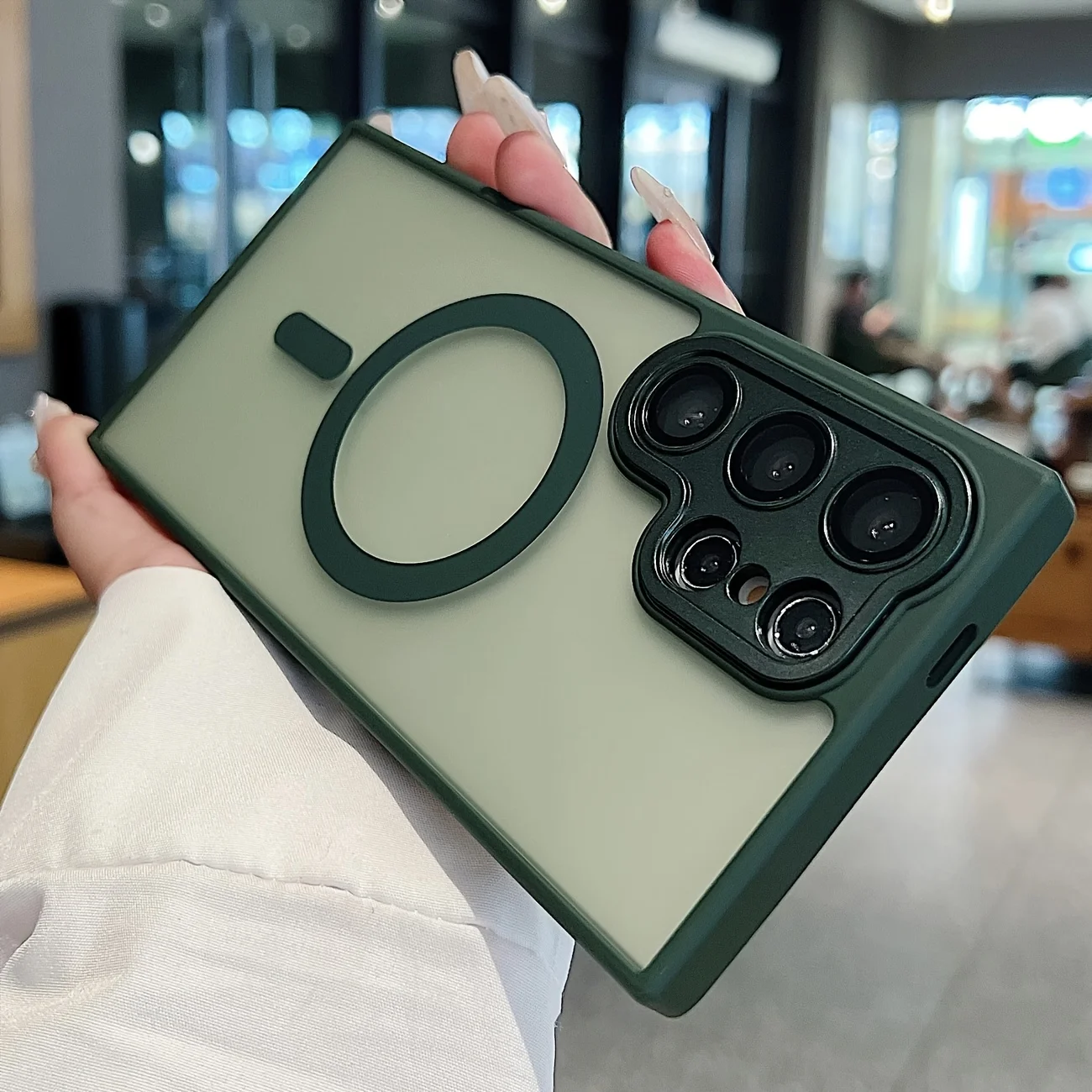 (galaxy S25 Ultra Verde) Compatible Con Fundas Protectoras De Samsung, Admite Carga Inalámbrica Magnética Magsafe.