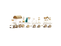 Regalo Decorativo: Mini Tren De Madera Blanco, Bonito Y Adorable, Ideal Para Navidad, Decoración Y Como Juguete Para Niños.