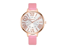 Reloj Analógico Para Mujer Con Correa Sencilla Y Delgada De Piel Sintética Y Movimiento De Cuarzo (rosa).