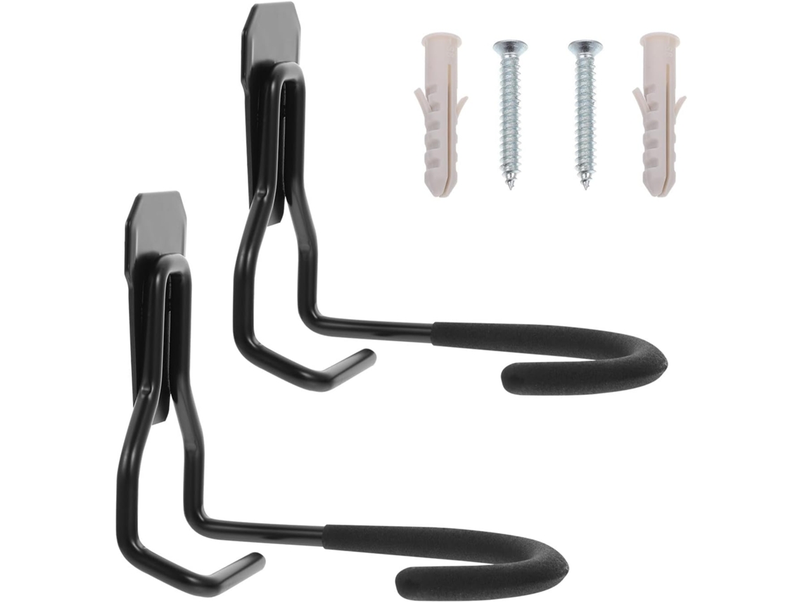 Ganchos Pared Metal Negro Bicicletas 2 Piezas Soporte Resistente Almacenamiento Práctico Ahorra Espacio Garaje