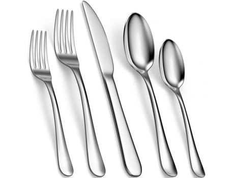 Juego de cubiertos de acero inoxidable - juego de cubiertos elegante - accesorios de cocina, juego de cubiertos, pulido, inoxidable, apto para lava...