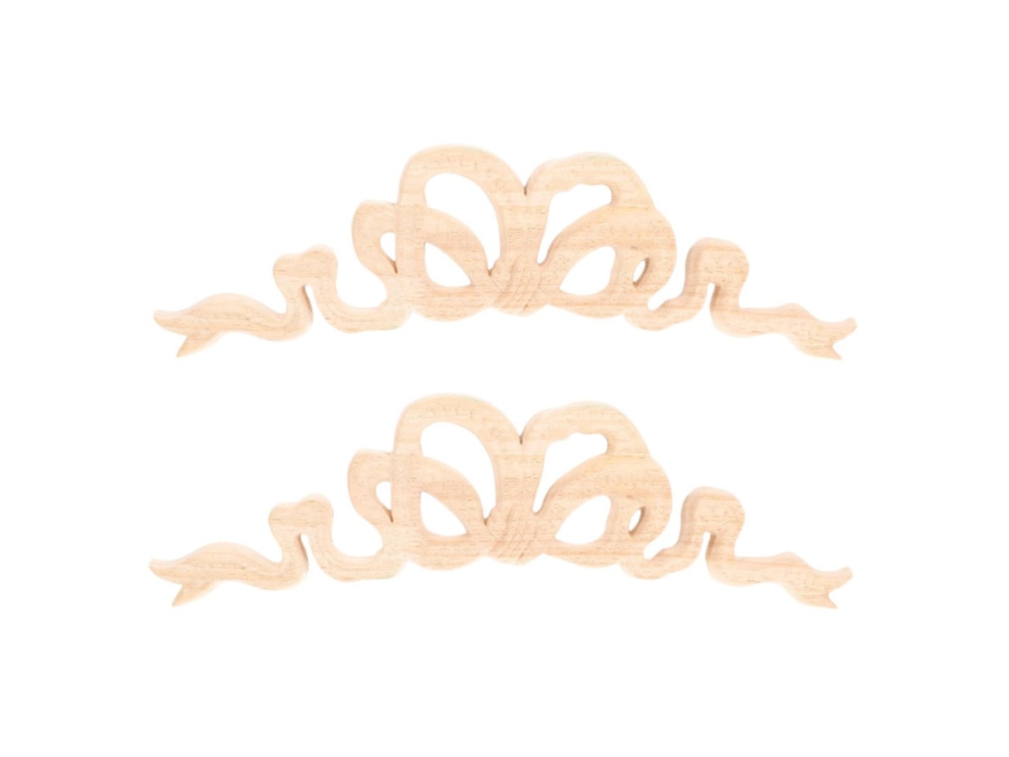 2 Apliques De Pared Decorativos En Madera De Caqui Natural Con Diseño Tallado, Juego De 2