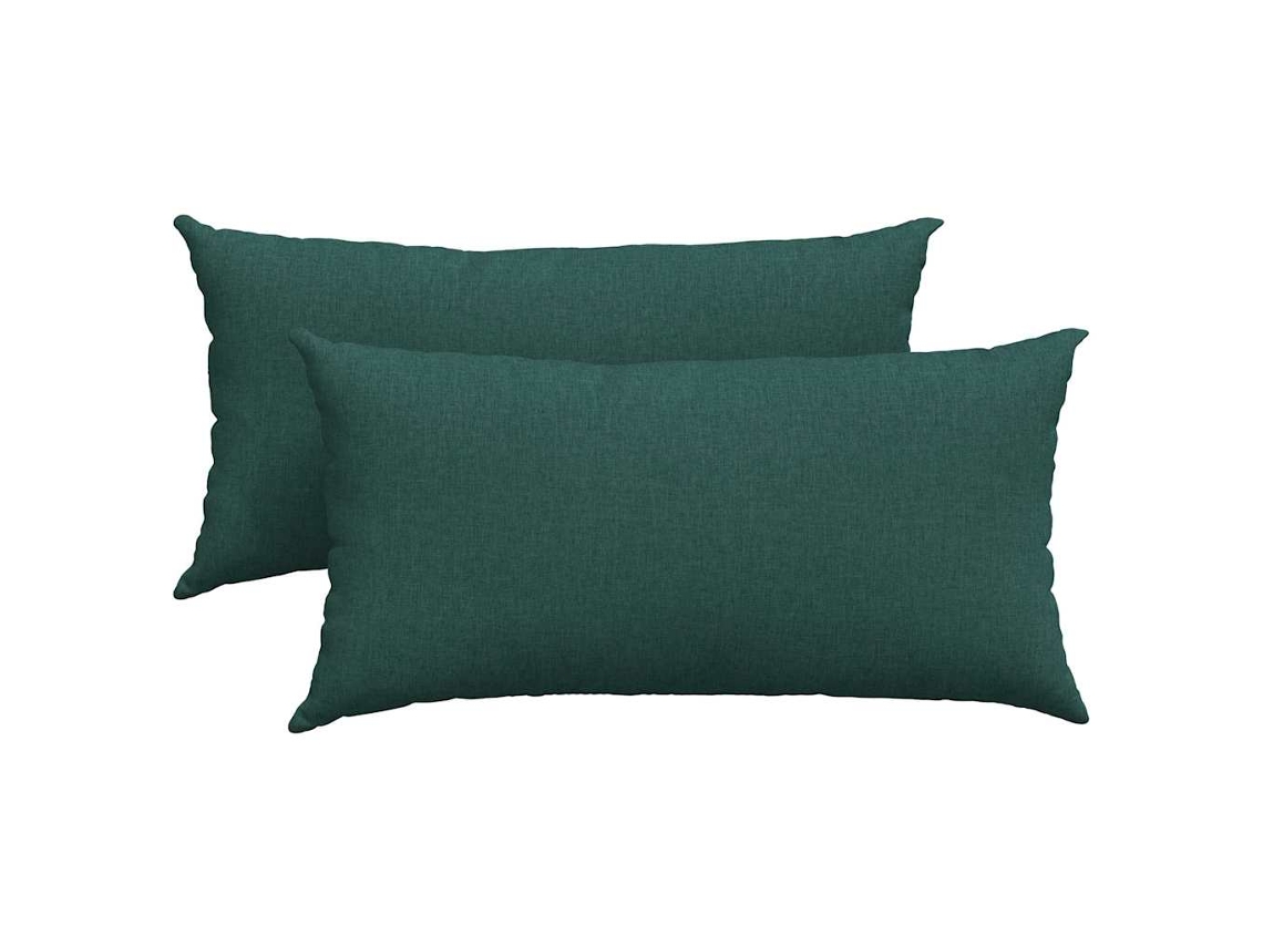 HARLANV1 Juego de 2 cojines para sofá en tela o verde oscuro (80x40cm)
