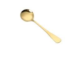 Cuchara de acero inoxidable (sin marca) con mango largo y cómodo, ideal para yogur, pudín, helado, cereales y oro.