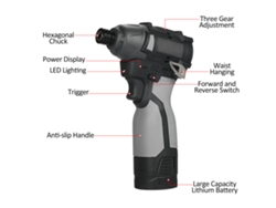 Destornillador eléctrico inalámbrico de 16,8 V, 3450 rpm, 140 Nm con estuche.
