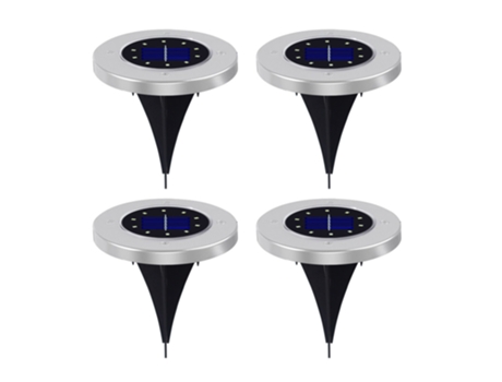 Paquete de 4 luces solares de disco para exteriores, iluminación de paisaje de suelo impermeable para paso de pasarela de jardín
