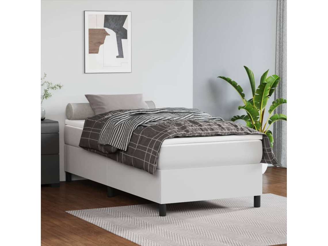 Estructura De Cama Sin Colchón Cuero Sintético Blanco 80x200 Cm