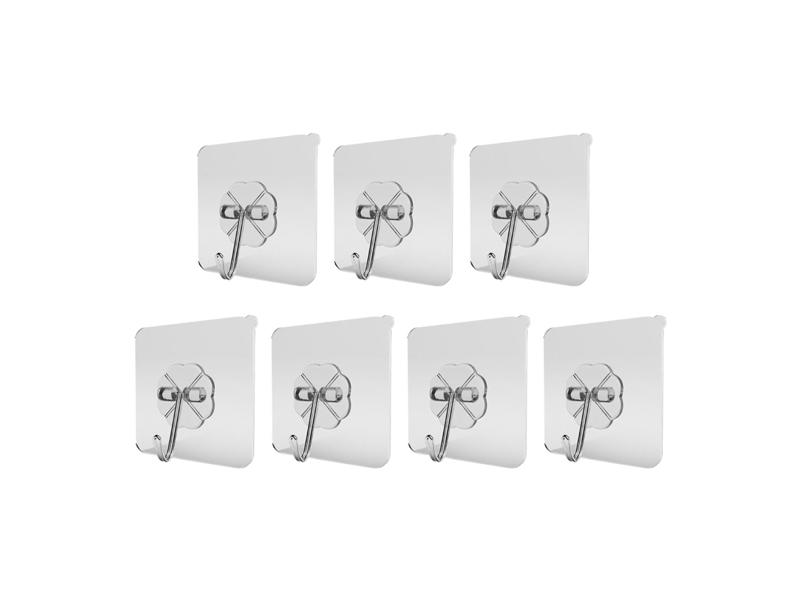 7 Ganchos Adhesivos Transparentes Para Pared, Sin Agujeros, Para Toallero De Baño Y Ropa.