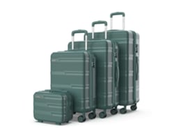 Juego De Maletas Verde Numada Upfly T10 4 Pzs Abs. Maleta Cabina 55x40x20, Maleta Mediana 60l, Maleta Grande 78l Y Neceser