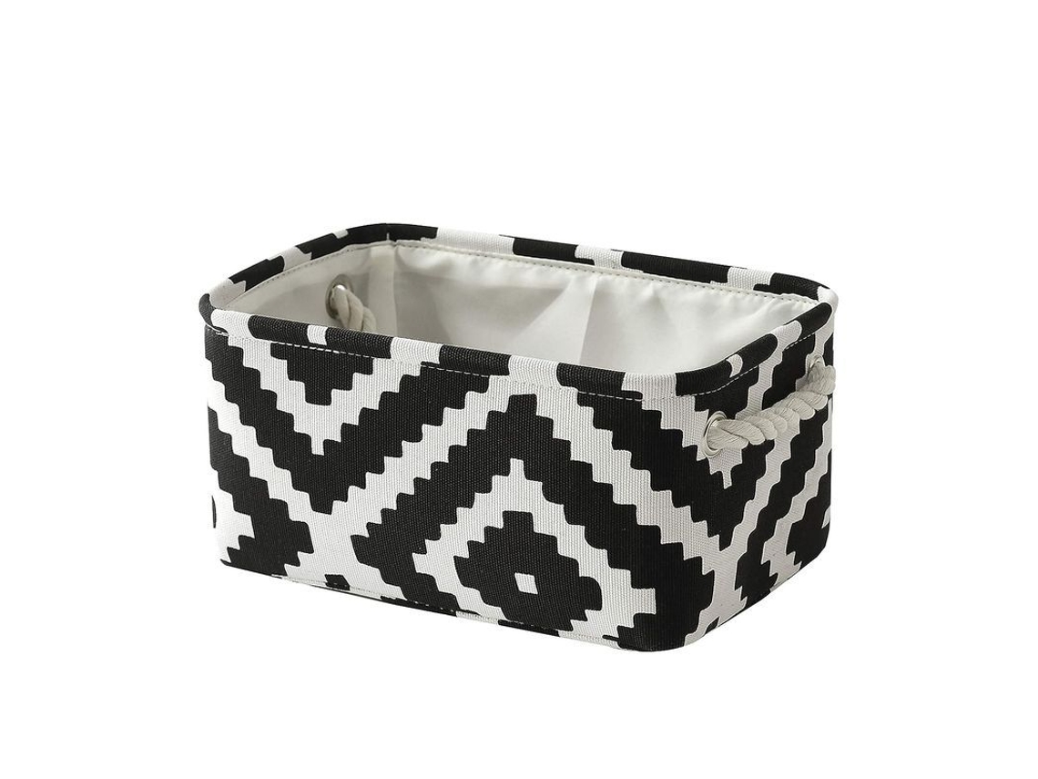 Cesta de almacenamiento plegable con asa de cuerda para ropa, libros y juguetes (40 x 30 x 21 cm)