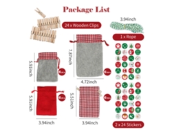 Bolsas de calendario de Adviento hechas a mano para decoración de cuenta regresiva navideña