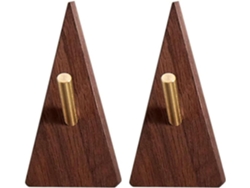 Ganchos De Pared Triangulares De Madera Natural Con Núcleos De Latón Para Decoración Del Hogar Y Organización De Toallas