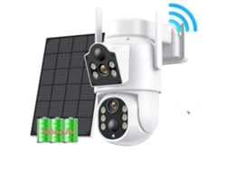 Cámara de seguridad para exteriores, lente dual de 8 MP, visión nocturna, tarjeta OEM de 128 GB, color blanco de 8 MP